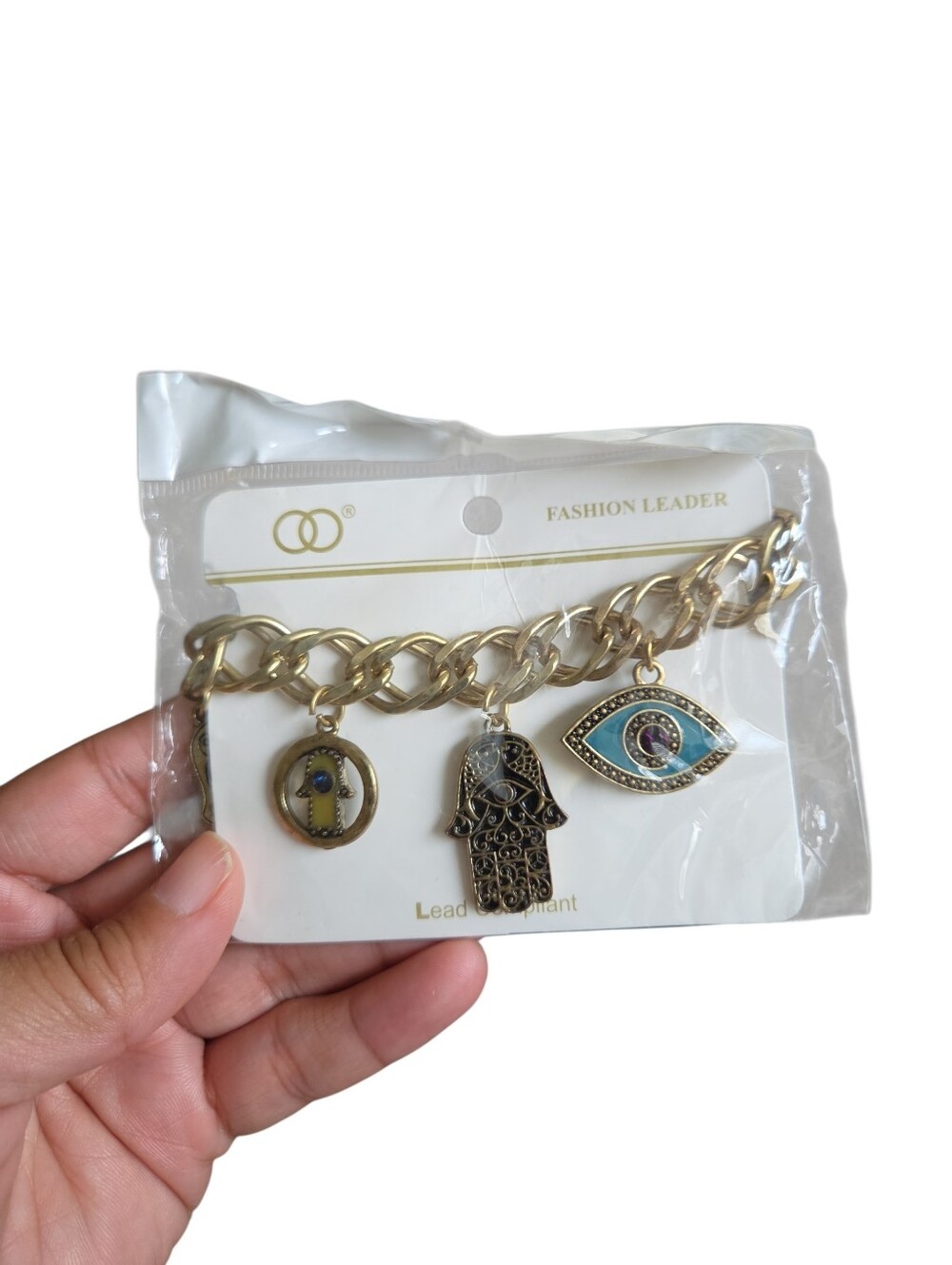 Gold-Tone Hamsa & Evil Eye Charm Bracelet